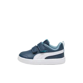 PUMA Courtflex V2 Anti-Slip Wear-Resistant Low-Top Kids' Skateboarding Shoes Blue White Children Aged 3-7 Years Old
