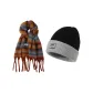 [Ambient Two-Piece Set]Brown Scarf+Gray Hat