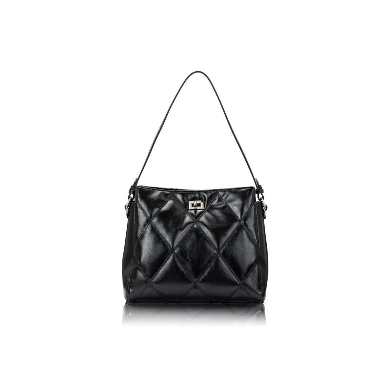 ROBERTA DI CAMERINO Cow Leather Crossbody Bag, Shoulder Bag Women's Maillard Style Brown/Classic Black-5