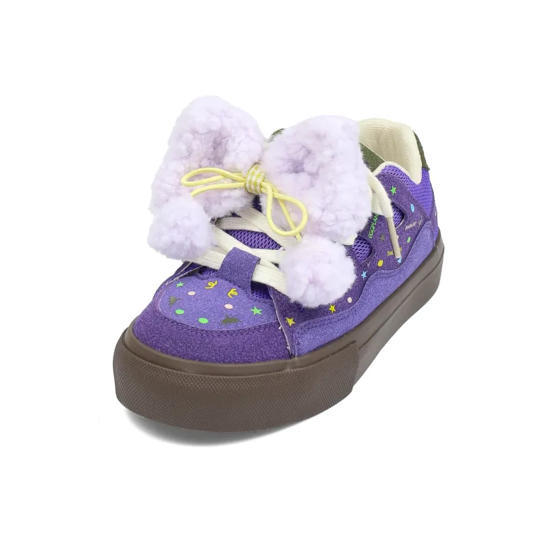 B10CROWN Anti Slip Wear Resistant Lightweight Breathable Low Top Skateboard Shoes Women's Eggplant Purple-2