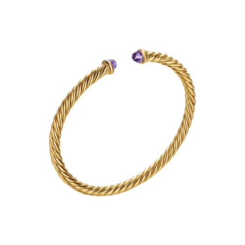 David Yurman 18kt Yellow Gold Cablespira Amethyst Cuff