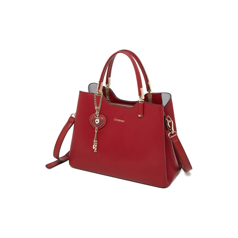 Geshiman Cow Leather Shoulder Bag Crossbody Bag Handbag Large Size Women's Ecru/Beige Apricot/Royal Blue/Purple/Maroon-24