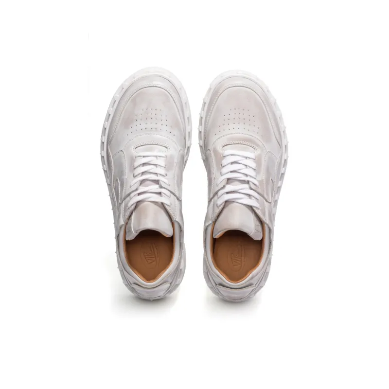 Viplander Small White Shoes Slip Resistant Low Top Skateboard Shoes Men's Distressed White-2