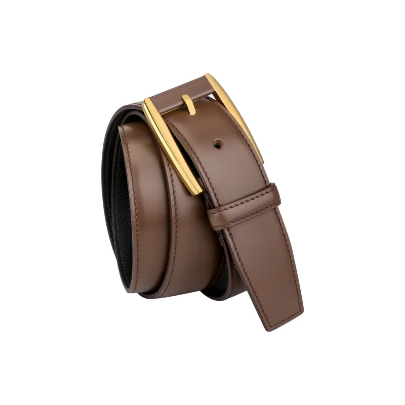 CATELLES Top Grain Cow Leather Leather Belts Men's Silver Buckle Black/Gold Tone Lock Coffee 3.5cm-8