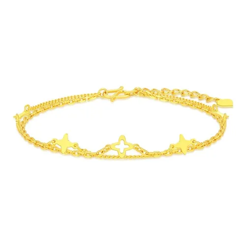 CHAOHONGJI Minimalist 5G Stars Double Layer Sparkling Commute Solid Gold Priced In Gram Gold Bracelet Women's