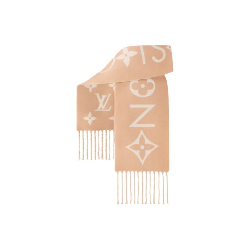 LOUIS VUITTON Cashmere Knit Scarves Women's Beige-2