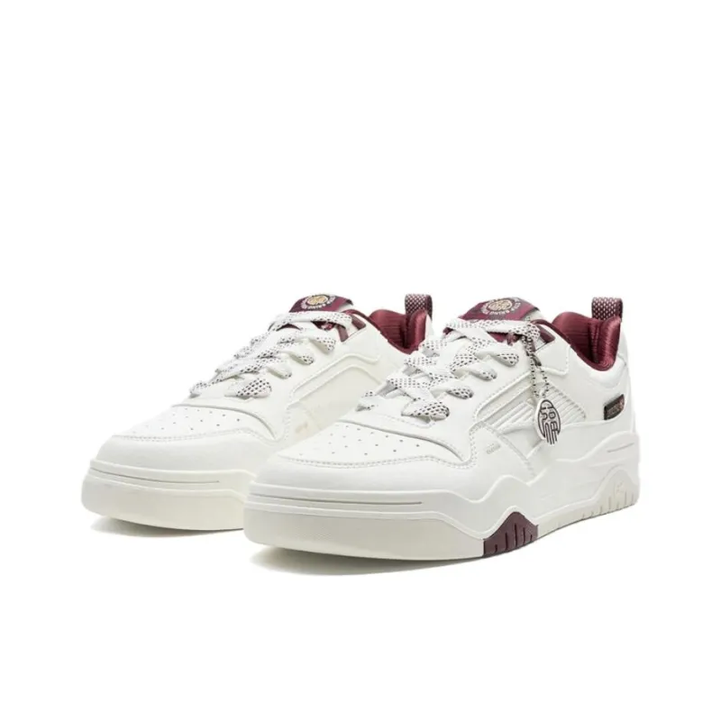 XTEP Air Force 1 Abrasion Resistant Lightweight Slip Resistant Low Top Skateboard Shoes Men's White Red-2
