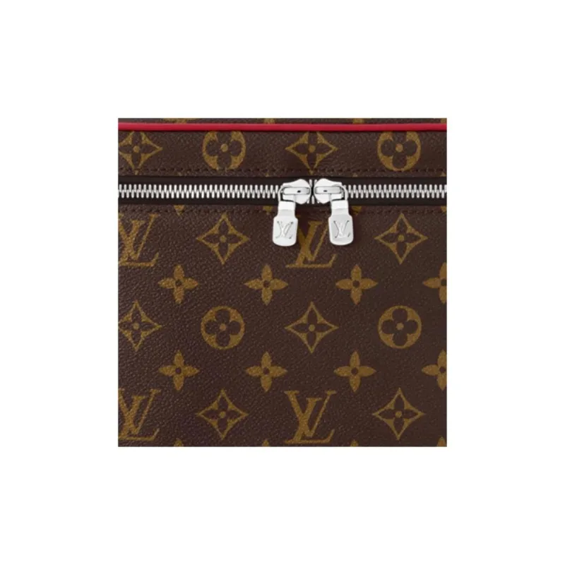 LOUIS VUITTON Monogram Macassar Coated Canvas Makeup Bag Men's Red-4