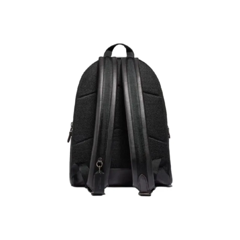 COACH Academy Litchi Grain Leather Backpack Large Size Men's Black-3