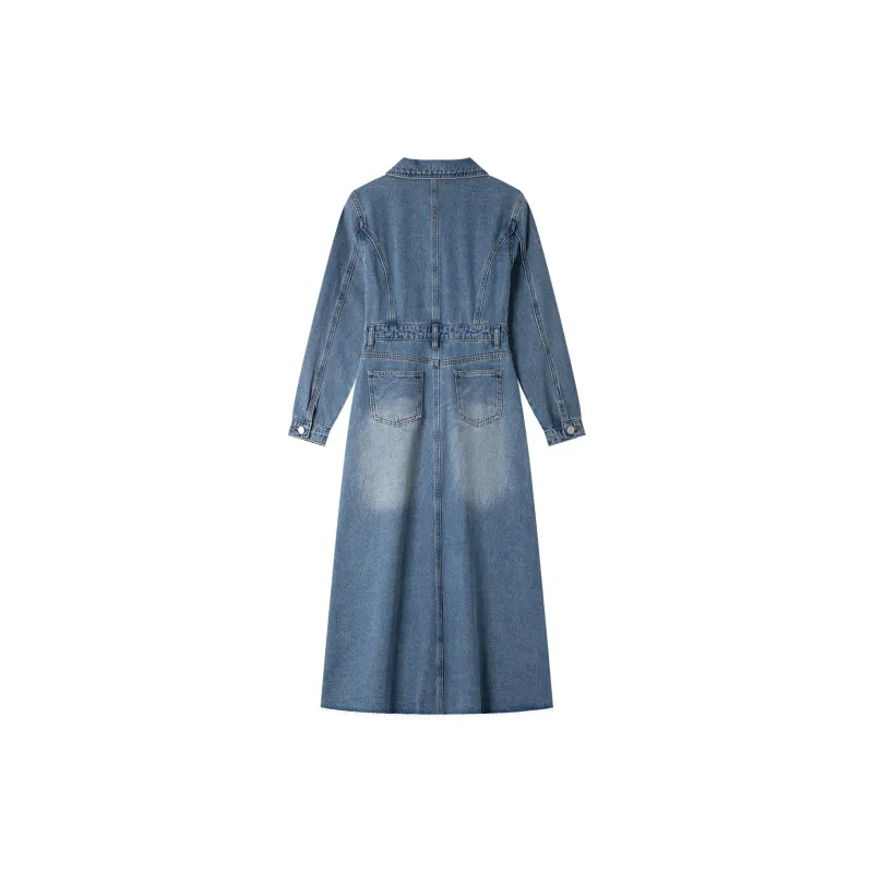 VIMLY Long Sleeved Dresses Women's Denim Blue-1