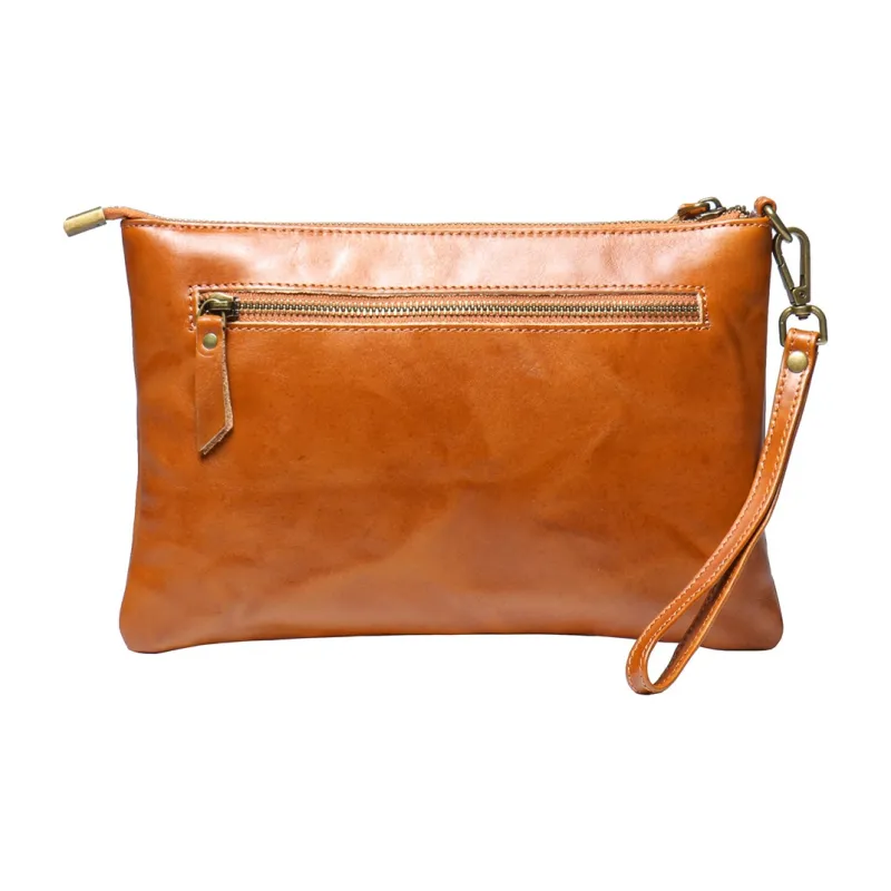 LARTIGENT Top Grain Cow Leather Clutch Men's Brown/Coffee/Black-1