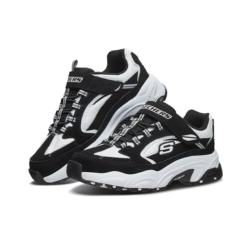 Skechers Anti Slip Wear Resistant Low Top Kids Lifestyle Shoes Black/White Teenagers-2
