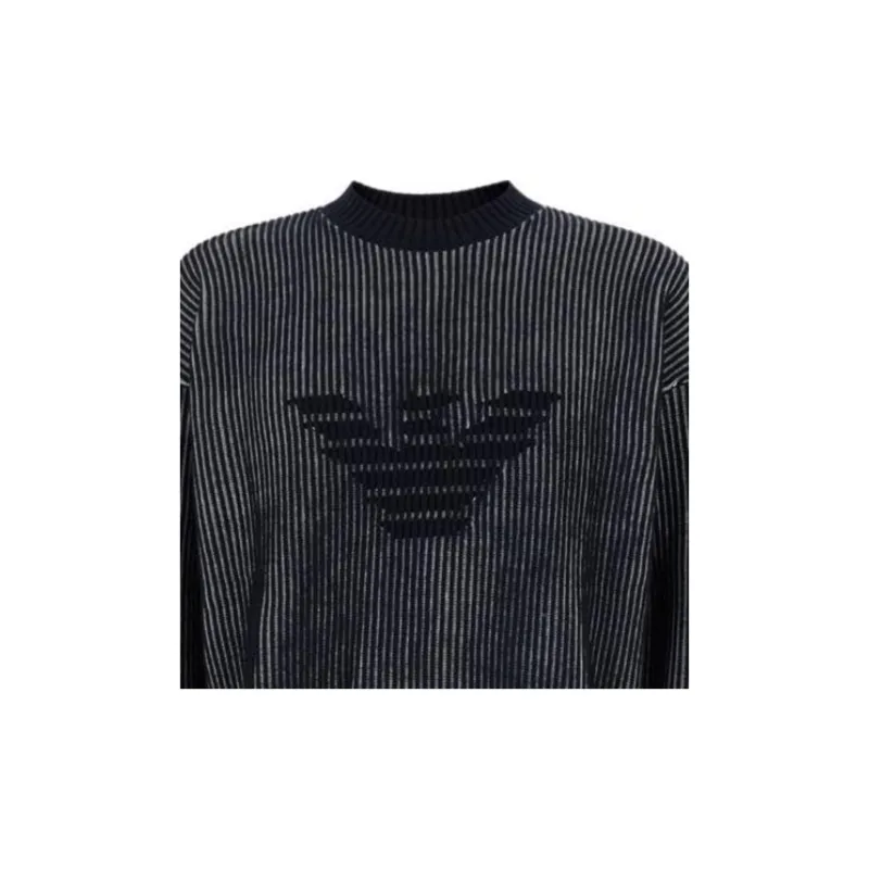 EMPORIO ARMANI Logo Intarsia Striped Jumper-2