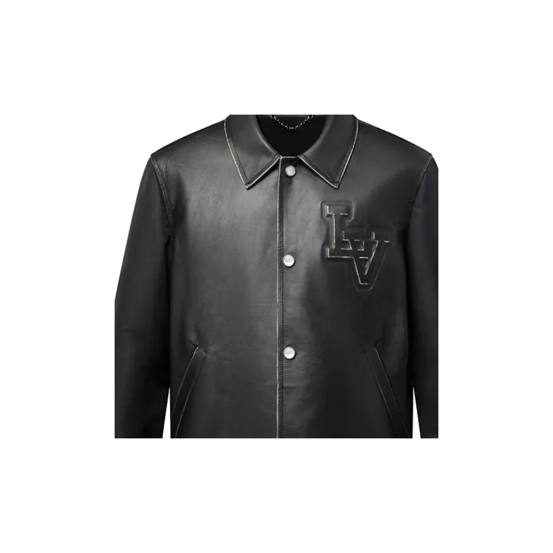 Lv Vintage Effect Leather And Nylon Coach Jacket-3