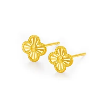 Old Qingyun Silver Building 18K Gold Stud Earrings Women's