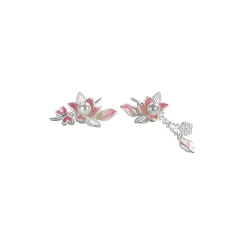 Stone Edge Poly Foot Silver 990 Sterling Silver Hoop Earrings Women's