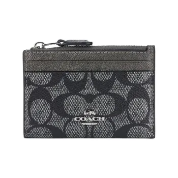 COACH Artificial Leather Card Holder Mini Unisex Gunmetal