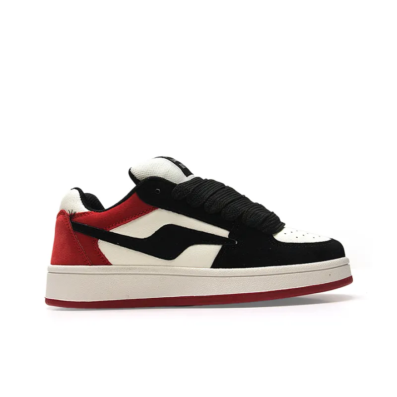 STUR YSN Wear resistant And Lightweight Low Top Skateboard Shoes Unisex Black Red-3