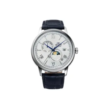 ORIENT Automatic/Manual Mechanical Movement Leather Strap Watch Men's Watches White Dial
