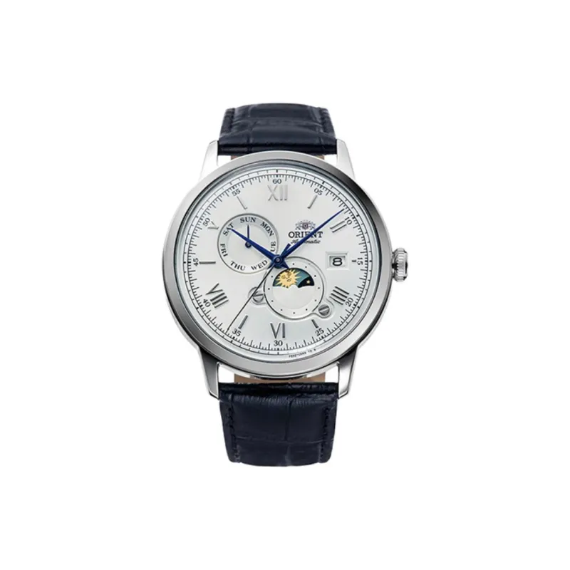 ORIENT Automatic/Manual Mechanical Movement Leather Strap Watch Men's Watches White Dial-0