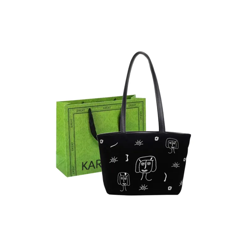 KARUISHA Suede Shoulder Bag Women's Black/Coffee/Brown-0