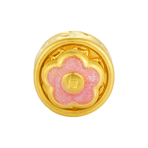 Dong Xiang Hard Gold Enamel Bar With Flowers Solid Gold 999 Fixed Price Gold Bracelet Unisex