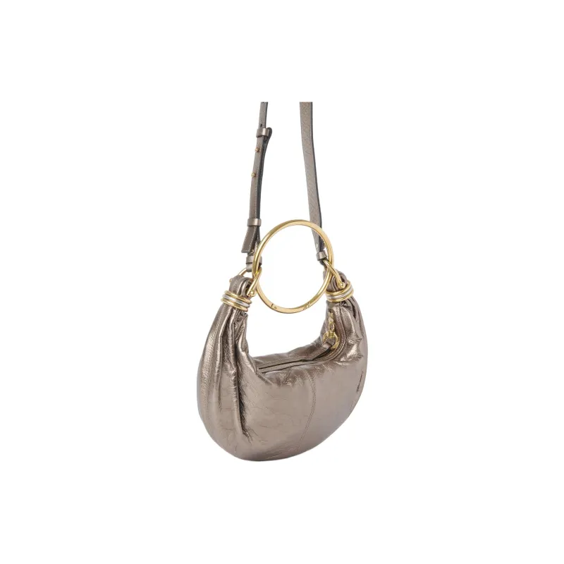 Chloe Calfskin Hobo Bag, Shoulder Bag, Crossbody Handbag Trumpets Women's Bright Gray-1
