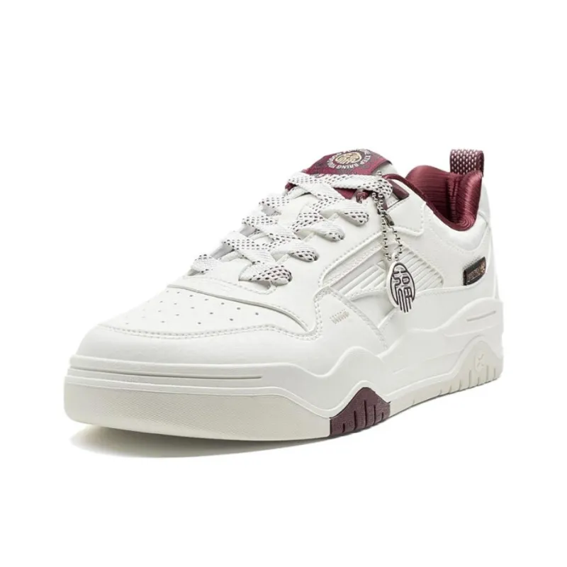 XTEP Air Force 1 Abrasion Resistant Lightweight Slip Resistant Low Top Skateboard Shoes Men's White Red-1