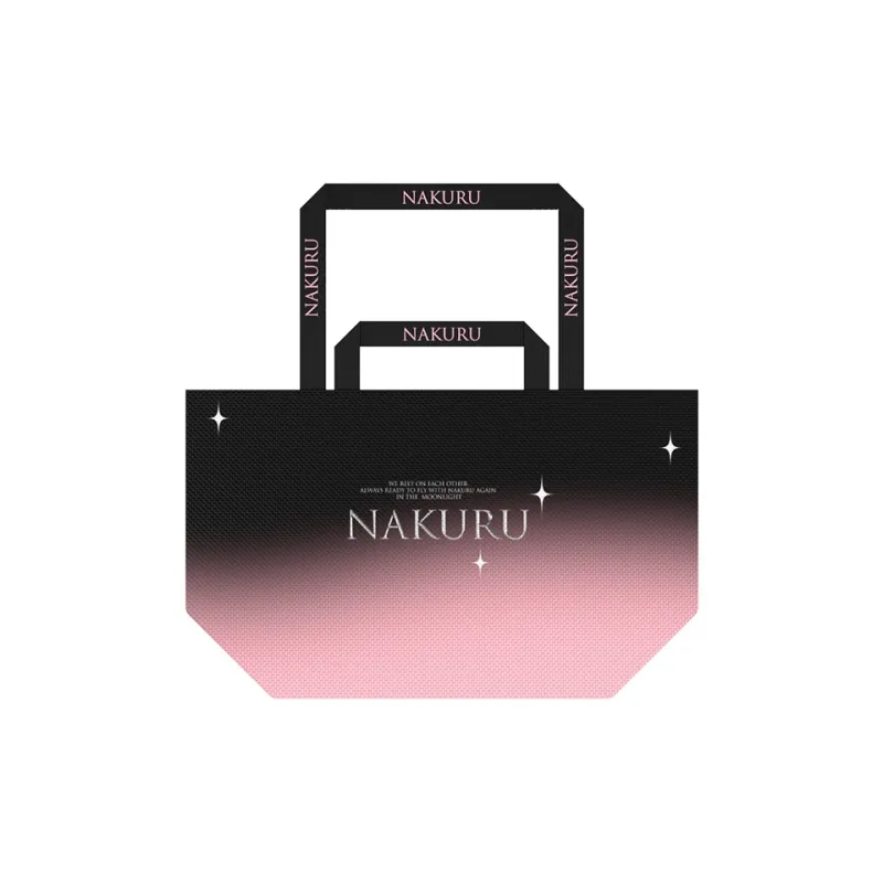 NAKURU Polypropylene Plastic Tote Bag, Shopping Bag, Handbag Large Size Unisex Woven Gradient Black Pink-2