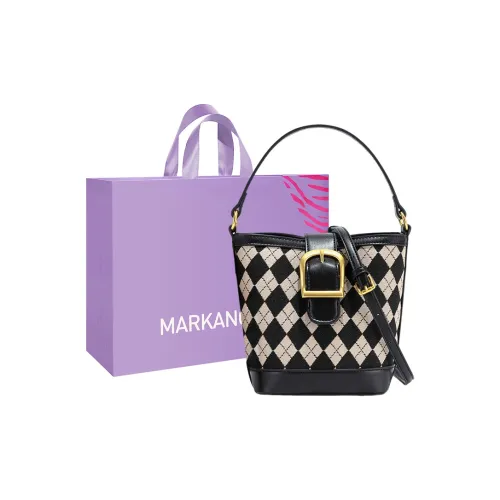 MARKANGARO Nylon Bucket Bag Crossbody Handbag Medium Size Women's Black