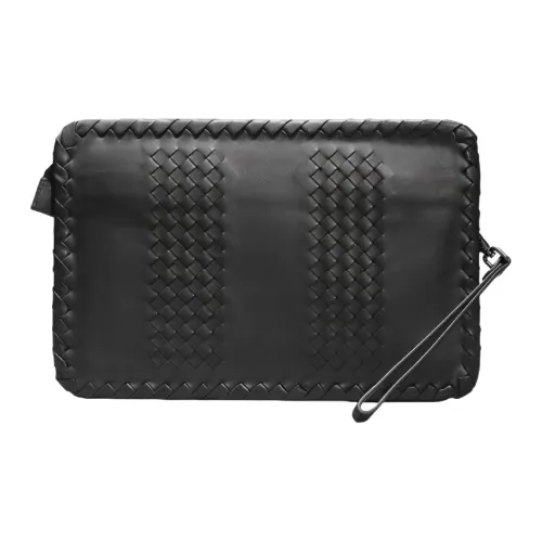 ROSEROOEN Top Grain Cow Leather Clutch Large Size Men's Black