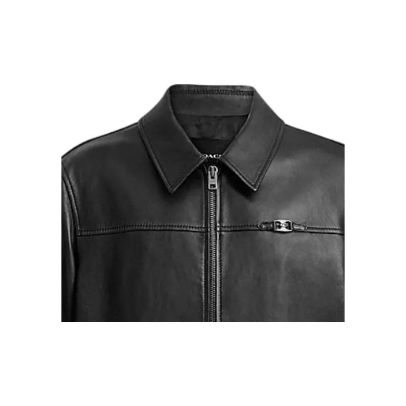 COACH FW24 Leather Jacket Men's Black-4