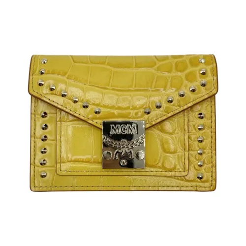 MCM Leather Wallet Mini Women's Yellow