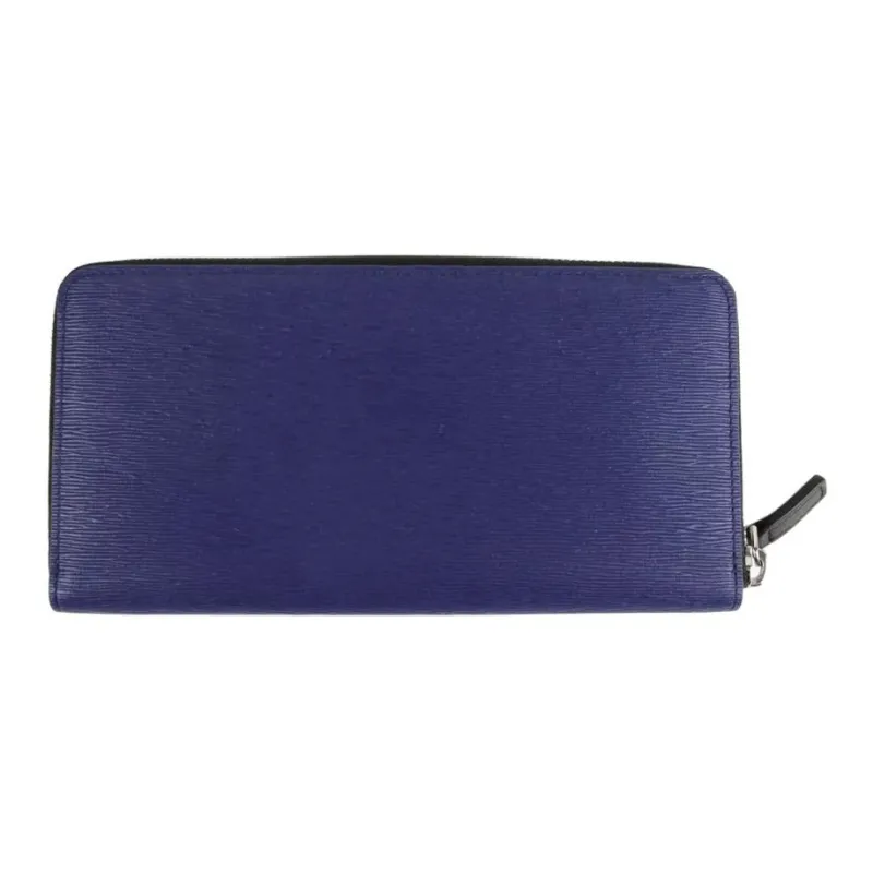 MCM Leather Wallet Large Size Men's Marine Blue-2