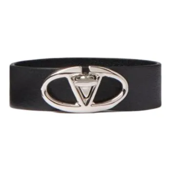 Valentino Leather Bracelets Men's Black