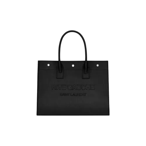 SAINT LAURENT Rive Gauche Leather Tote Bag Shopping Bag Handbag Small Size Men's Black