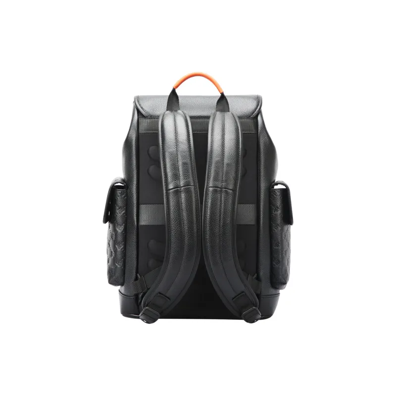 BOPAI Top Grain Cow Leather Bonded Leather Backpack Regular Men's Black-3