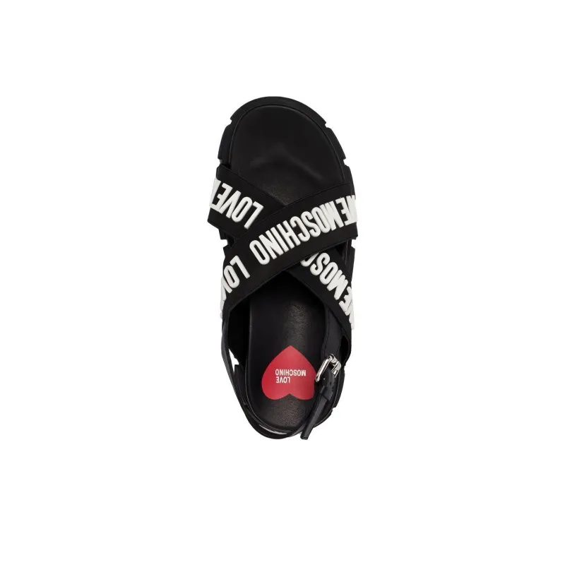 MOSCHINO Strap Sandals Women's Black White-4