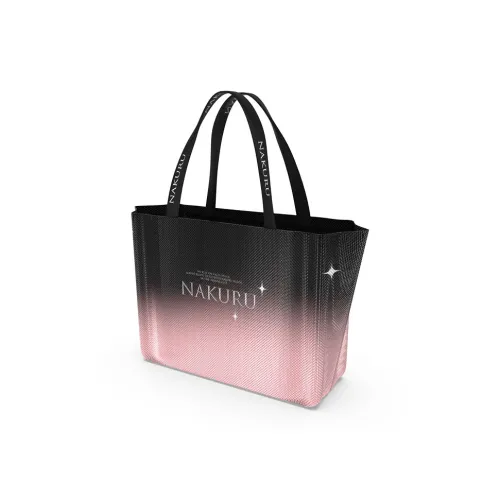 NAKURU Polypropylene Plastic Tote Bag, Shopping Bag, Handbag Large Size Unisex Woven Gradient Black Pink