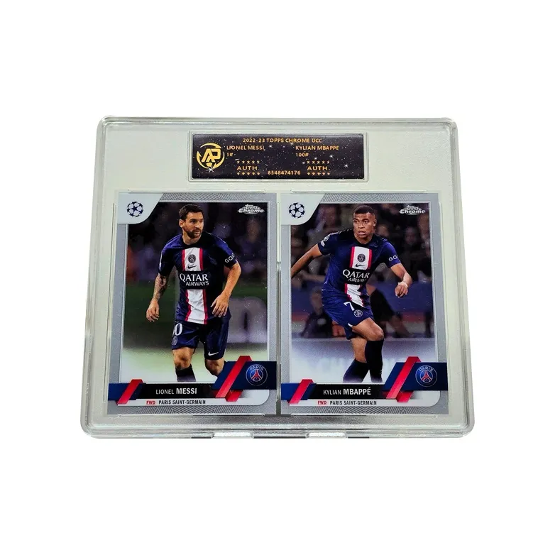 Topps Mbappé Messi Player Card Large Paris Era Green Grass Running Side Profile Double Special Card Graded Cards 1 Pc-0