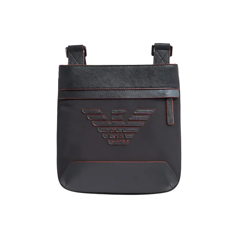 EMPORIO ARMANI PU Messenger Bag Shoulder Bag Crossbody Bag Men's Black & Orange-1