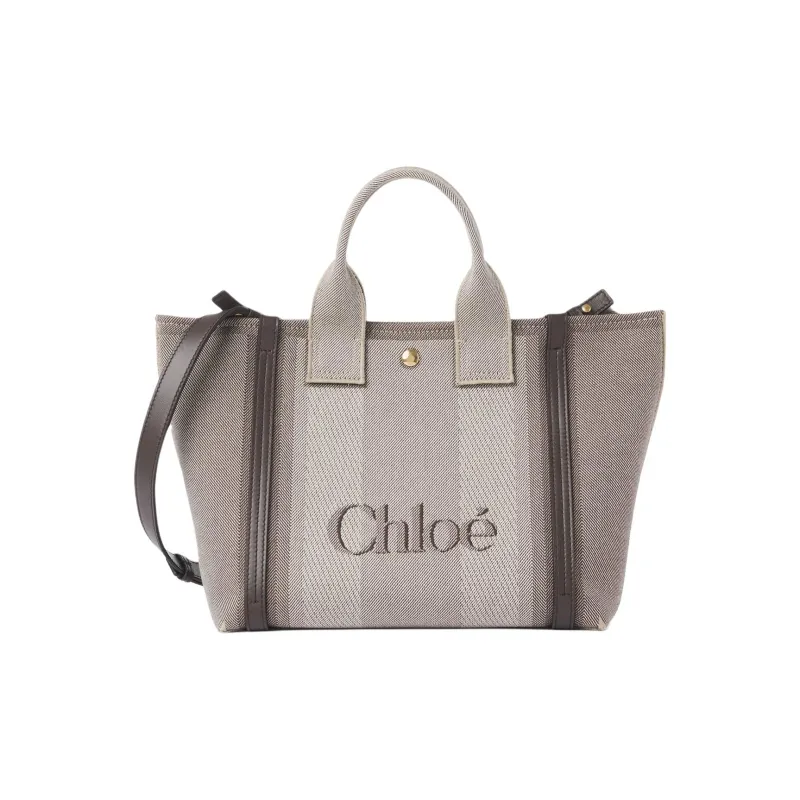 Chloe Cotton Tote Bag Shopping Bag Shoulder Bag Crossbody Bag Handbag Small Size Women's Cor Brown-1