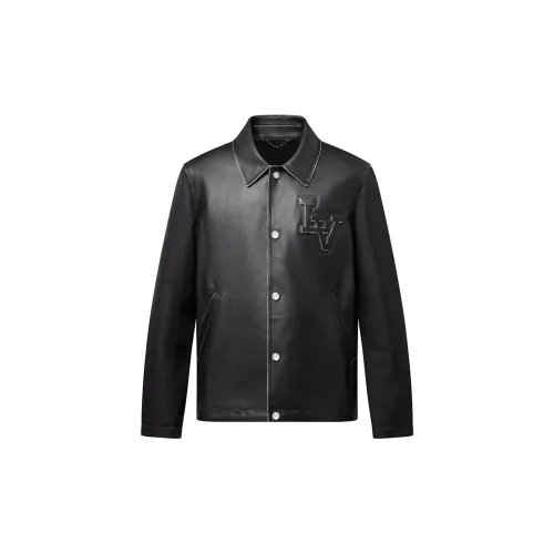 LOUIS VUITTON Vintage Effect Leather And Nylon Coach Jacket