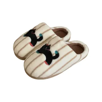 Thin Strips Cotton Slippers Unisex, Brown