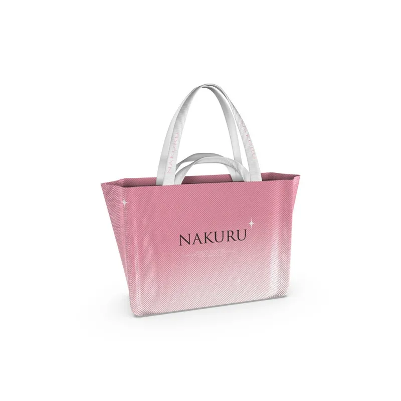 NAKURU Polypropylene Plastic Tote Bag, Shopping Bag, Handbag Large Size Unisex Woven Gradient Black Pink-7