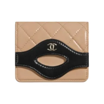CHANEL Leather Wallet Women's Brown & Black
