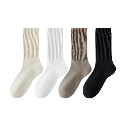 MIIOW Mid Calf Socks Men's 4 Pack Mixed Color