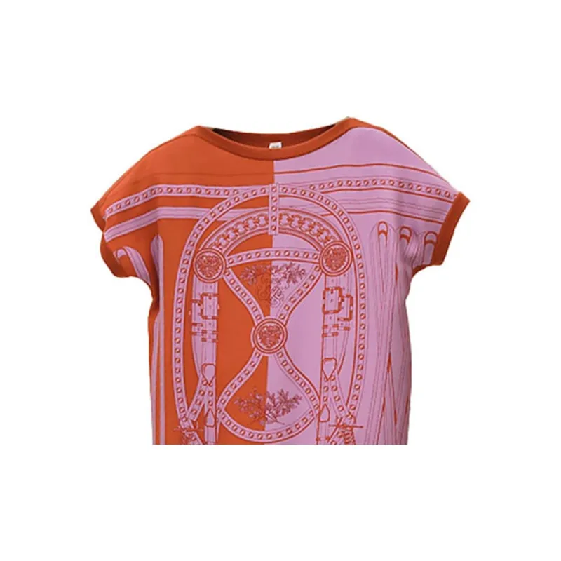 HERMES T-Shirt Women's Orange Red-4