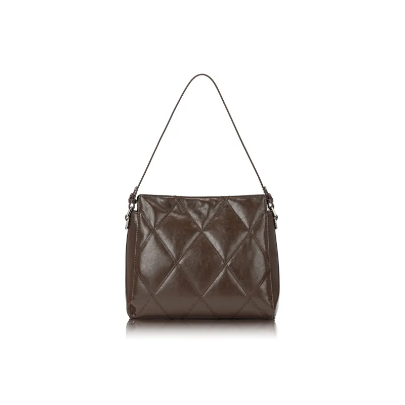 ROBERTA DI CAMERINO Cow Leather Crossbody Bag, Shoulder Bag Women's Maillard Style Brown/Classic Black-3
