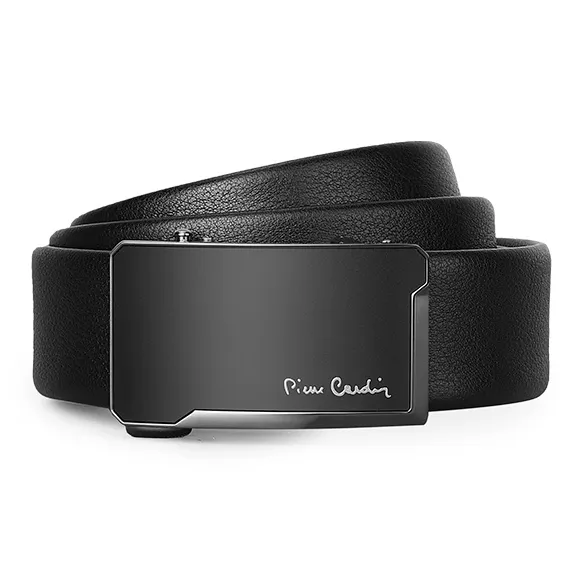 PIERRE CARDIN Top Grain Cow Leather Belts Men's Black Width 3.5cm-6